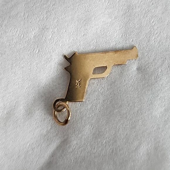 14 Kt Yellow Gold Gun Charm - Picture 3 of 4